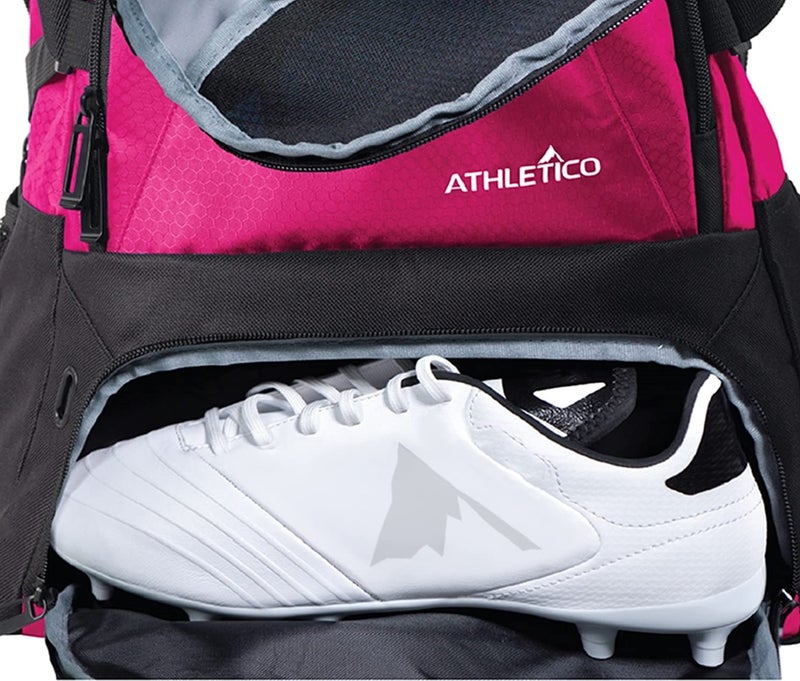 Athletico National Soccer Bag - Backpack for Soccer, Basketball & Football Includes Separate Cleat and Ball Holder (Pink) - Image 4